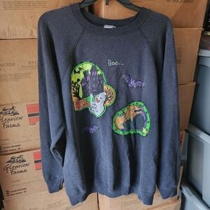 Vintage Hanes Her Way Long Sleeve Black Sweatshirt Halloween Handmade Puff Paint